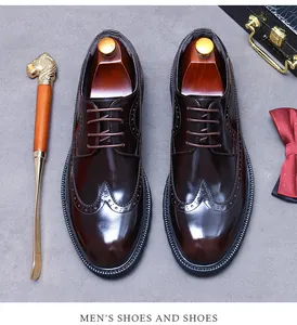 Chaussures Brogue homme en cuir marron avec perforations et finition polie