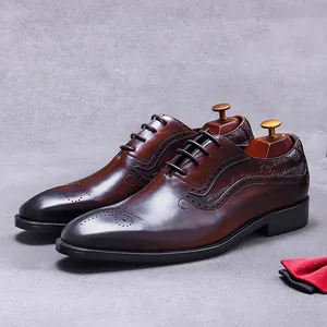 Chaussures Formelles Hommes Style Britannique Cuir de Vache Brogue Chaussures Oxford Business pour Mariage Banquet Bureau Quotidien