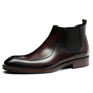 Premium Chelsea-Boots für Herren aus Leder in Dunkelbraun mit elastischem Einsatz