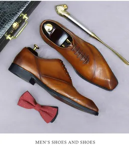Macro detail of brown leather oxford shoe featuring artistic laser-engraved script