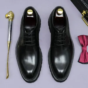 Handcrafted leather derby shoes for men with brogue stitching and lace-up closure