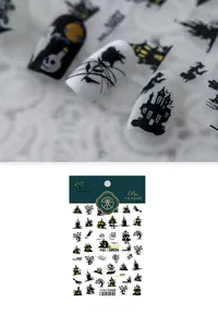 Vue détaillée des autocollants 5D Halloween TS-913 avec motifs de château et de fantômes