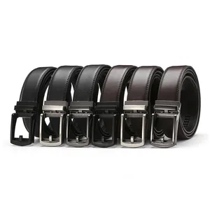 Men's Automatic Buckle Belt High Quality Split Cowhide Leather Waist Strap Business Casual Minimalist Adjustable Belt For Men