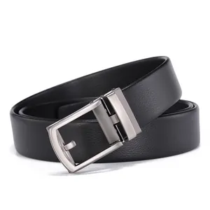 Men's Genuine Leather Belt First Layer Cowhide Automatic Buckle Business Casual Lychee Pattern Waistband For Men Trousers Accessory