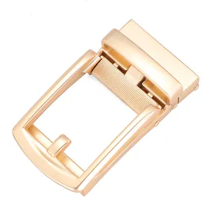 Boucle de ceinture automatique en alliage or champagne avec finition métal brossé