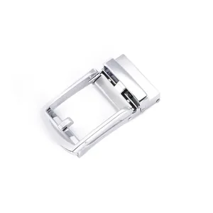 Boucle automatique en alliage d'argent poli pour accessoires de ceinture homme business