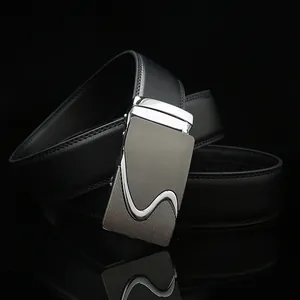 Men's Business Genuine Leather Belt With Automatic Alloy Buckle Split Cowhide Fashion Waistband For Men Classic Suit Accessories