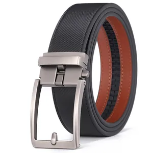 Close-up of leather belt with diamond texture, dual-color design and alloy buckle