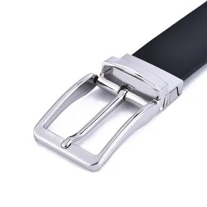 Men's Genuine Leather Belt With Zinc Alloy Pin Buckle Classic Solid Color Cowhide Waist Strap For Business Casual Office Daily Wear