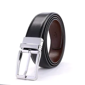 Detail view of genuine leather belt showing brown inner side with size 115 markings