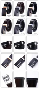 Collection of men's leather belts with automatic alloy buckles in black and brown styles