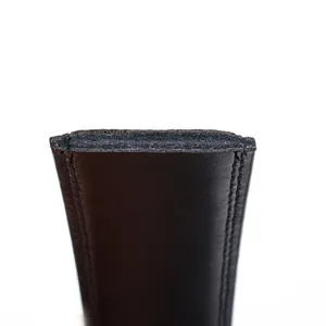 Men's black genuine leather belt strap with refined stitching and matte edge finish