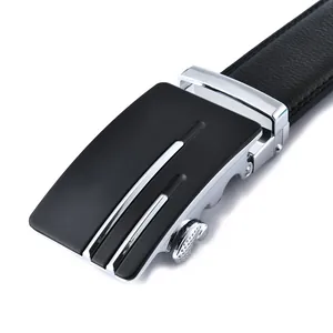 Men Business Automatic Buckle Belt Cowhide Leather Waist Strap For Suit Trousers Minimalist Fashion Waistband Gift