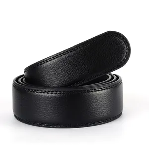 Men Genuine Split Cowhide Belt Strap Without Buckle Litchi Texture Replacement Belt Body For Automatic Buckle