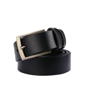 Men Vintage Genuine Leather Belt With Alloy Pin Buckle Classic Business Second Layer Cowhide Waistband For Jeans Pants