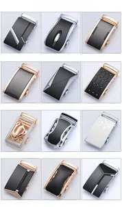 Selection of 12 zinc alloy automatic belt buckles with various finishes and patterns