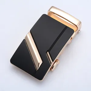 Business automatic belt buckle in gold and black matte finish for men's leather belts