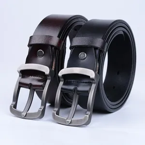Men Business Casual Genuine Leather Belt With Alloy Pin Buckle Cowhide Vintage Durable Waist Strap Fashion Accessory