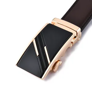 Ceinture Homme en Cuir Véritable Affaires Avec Boucle Automatique en Alliage Sangle en Cuir de Vachette Décontractée Ajustable