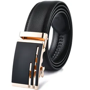 Cinturón de Cuero Genuino para Hombre Con Hebilla Automática de Aleación Negocios Casual Cuero de Vaca Correa de Cintura Ajustable