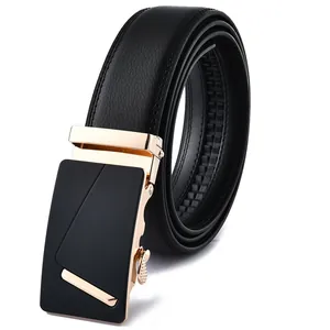 Men Automatic Buckle Belt Cowhide Genuine Leather Waistband Business Casual Strap Alloy Buckle Adjustable Gift For Man