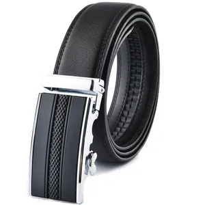 Ceinture pour Homme en Cuir de Vachette Refendu Business Décontracté Avec Boucle Automatique Réglable Mode Sangle de Taille