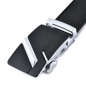High Quality Men's Genuine Leather Belt With Automatic Alloy Buckle Business Casual Fashion Waist Strap Adjustable Length Luxury Style Gift For Men