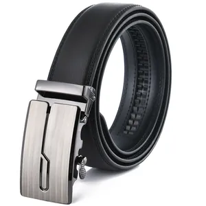 Men Fashion Genuine Leather Belt Automatic Alloy Buckle Business Casual Cowhide Waistband For Suit Pants Daily Accessories