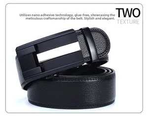 Détail de ceinture en cuir pour homme avec technologie nano et grain litchi