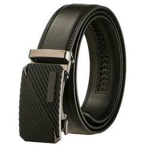 Ceinture en Cuir Véritable pour Hommes Avec Boucle Automatique Affaires Décontracté Cuir de Vachette Double Face Mode Ceinture