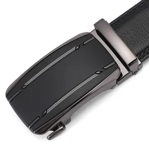 Men Genuine Leather Belt With Automatic Alloy Buckle Business Casual Split Cowhide Leather Waist Strap Fashion Accessories