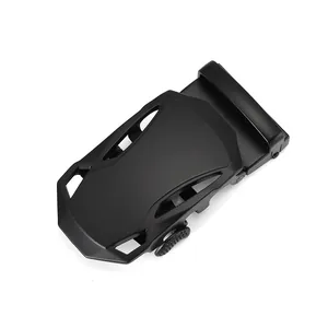 Matte black automatic belt buckle with luxury streamline race car inspired design