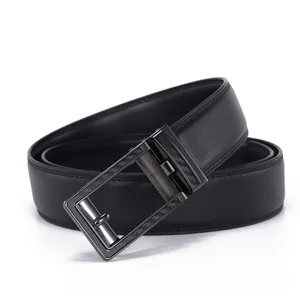 Cinturón de Hombre de Cuero de Vaca Dividido Genuino Con Hebilla Automática de Aleación de Zinc Cinturón de Moda Business Casual