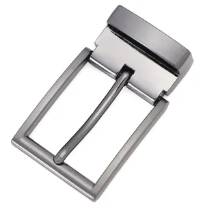 Classic gunmetal brushed metal pin buckle for men's reversible leather belts