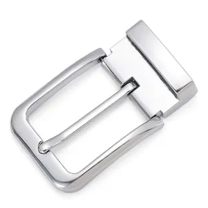 Fibbia per cintura rettangolare in metallo argento lucido con ardiglione per cinture 3,3 cm