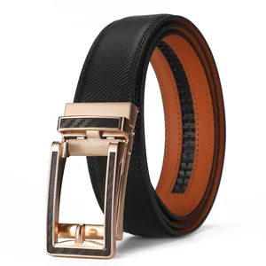 Herren Rindsleder Gürtel Mit Automatischer Legierungsschließe Retro Karierter Strukturierter Taillengürtel Business Casual Mode Gürtel