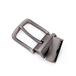 Men's rotatable needle buckle for 3.1cm leather belts in brushed gunmetal grey finish
