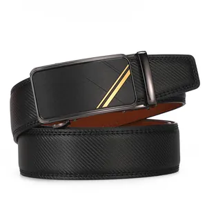 Men's Automatic Buckle Belt High Quality Split Cowhide Leather Fashion Business Waistband Alloy Buckle Casual Dress Strap