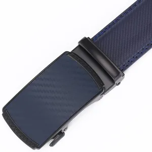 Detail of automatic buckle with matte black metal and blue carbon fiber texture