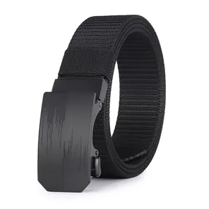 Men's tactical nylon belt with black alloy automatic buckle and high density weave