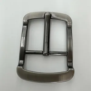 Classic 4cm zinc alloy belt buckle with brushed silver finish for men's leather belts