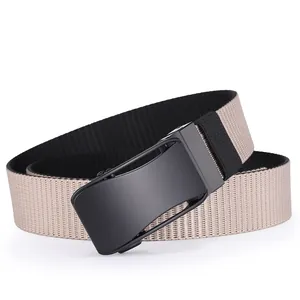 Men's reversible canvas tactical belt with rotatable matte black automatic buckle