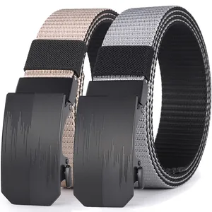 Men's Tactical Nylon Canvas Belt With Alloy Automatic Buckle Casual Woven Outdoor Waistband For Jeans Work Trousers