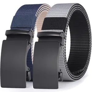Men's Casual Canvas Nylon Woven Belt With Alloy Automatic Buckle Tactical Waist Strap For Jeans Trousers Outdoor Accessory
