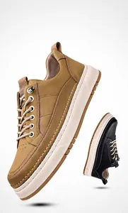 Détails des coutures sur cuir texturé pour chaussures décontractées légères pour hommes