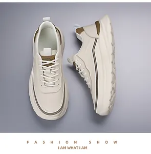 Detail showing high-quality beige dad shoe with thick cushioning sole and woven laces