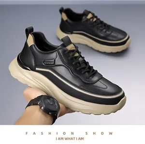 Close-up of lightweight chunky sneaker showing lychee pattern leather and SPORT texture