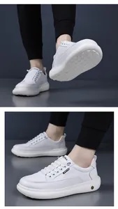 Detailansicht der dicken rutschfesten Sohle und weißen Ledertextur der Herren-Sneaker