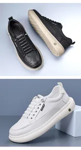 Details von Slip-on-Sneakern mit gestepptem Leder und dicker, rutschfester Sohle