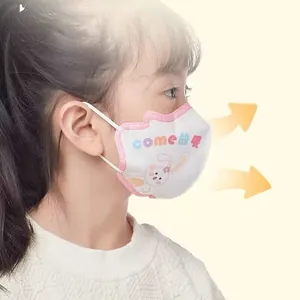 Child KN95 face mask with cute cartoon rabbit print and 3D breathable earloop design